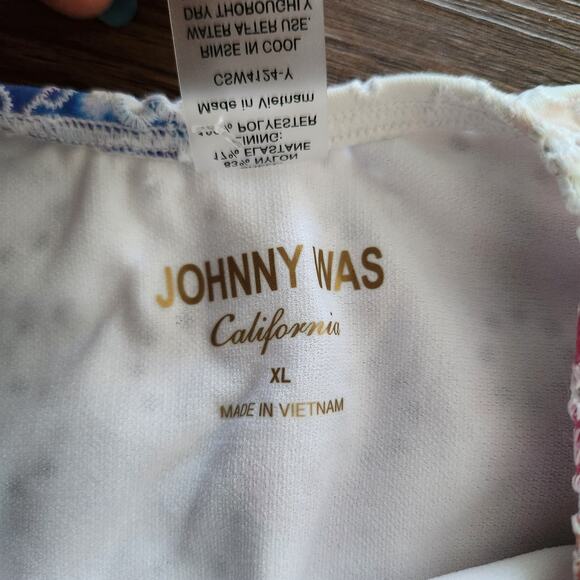 NWOT Johnny Was Summer Days Eyelet Crossback One Piece Swimsuit XL Boho Beach - Picture 4 of 7